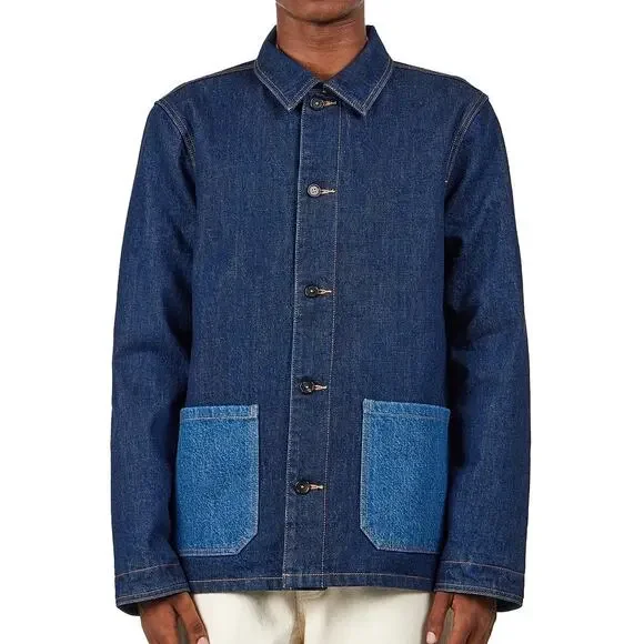 A.P.C. Indigo Anthonin Denim Patch Pocket Button Front Jean Jacket Size Small - Picture 4 of 16